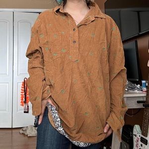 🤎Brown vintage oversized corduroy shirt